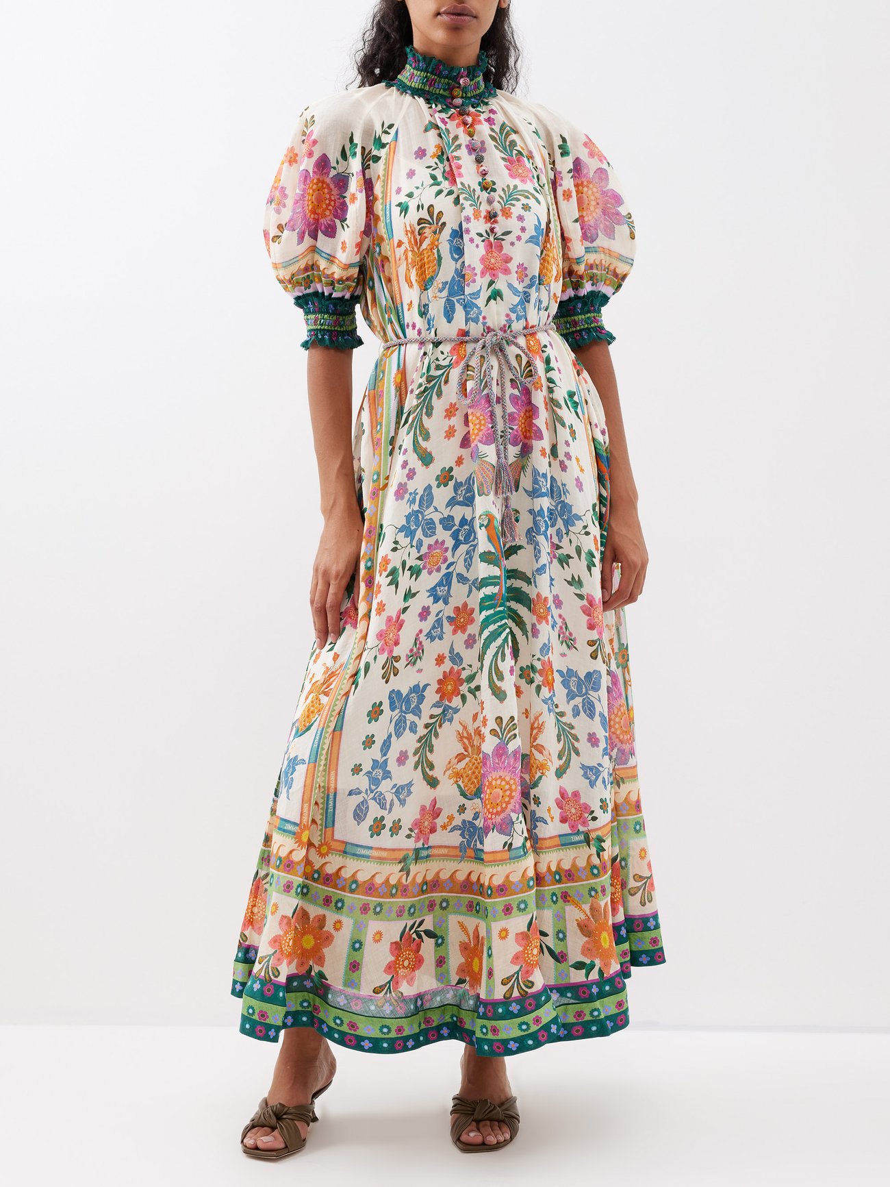 Print Ginger floral-print linen maxi shirt dress | Zimmermann ...