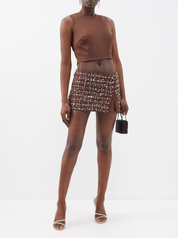 16Arlington Minerva crystal-embellished satin mini skirt