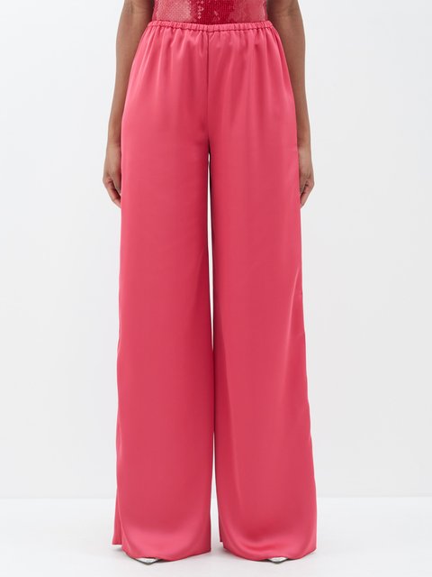Satin Shimmer High Waisted Wide Leg Trousers | Nasty Gal