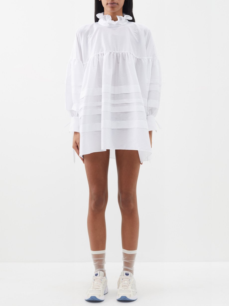 White Alberte ruffled-collar mini dress | Cecilie Bahnsen ...