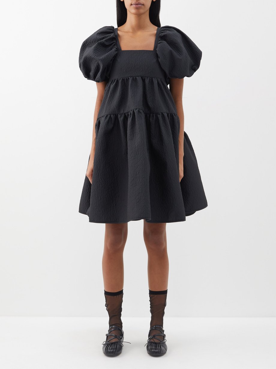 Black Ronia puff-sleeve Abeto-matelassé dress | Cecilie Bahnsen ...