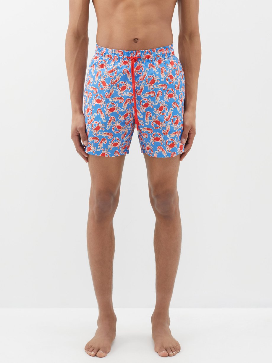 Blue Mahina crab-print recycled-fibre swim shorts