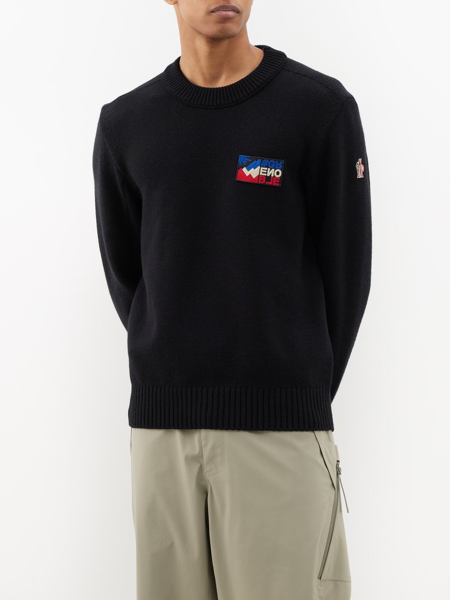 Black Logo-patch technical-knit sweater | Moncler Grenoble ...