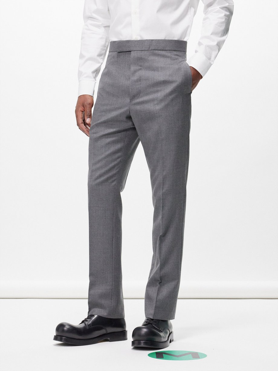 Buy Men Grey Carrot Fit Solid Flat Front Formal Trousers Online - 743323 |  Louis Philippe