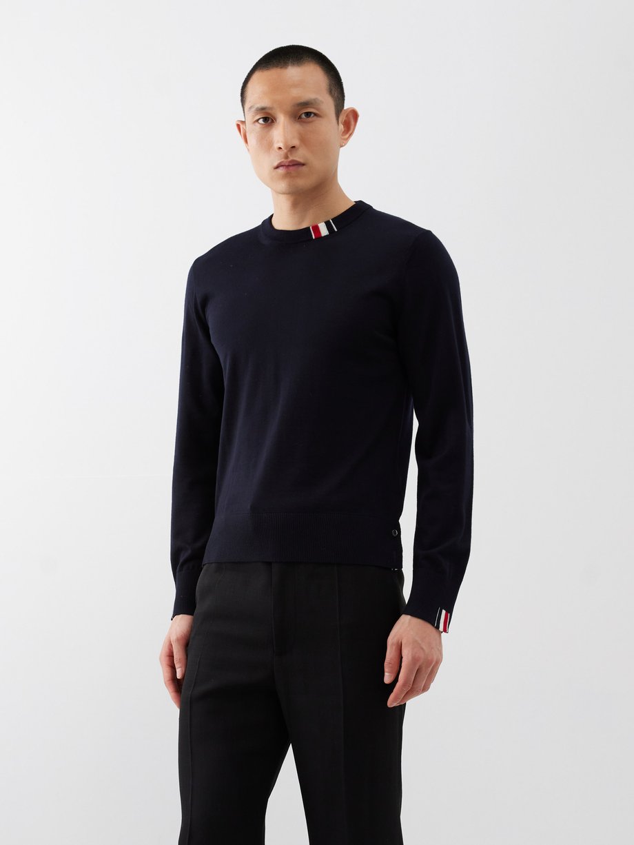 Navy Wool-blend sweater | Thom Browne | MATCHES UK
