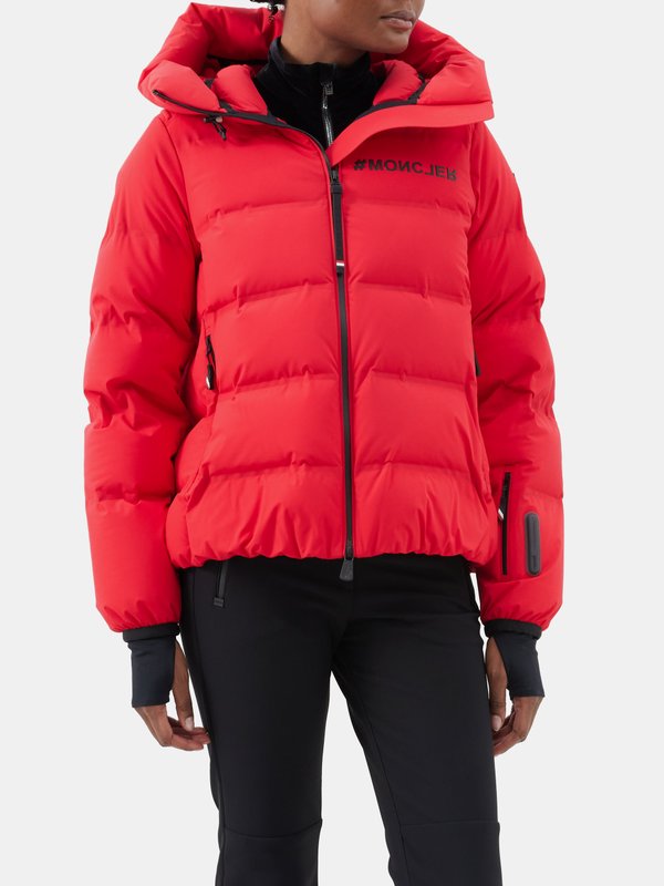 MONCLER GRENOBLE Hooded belted two-tone down ski suit
