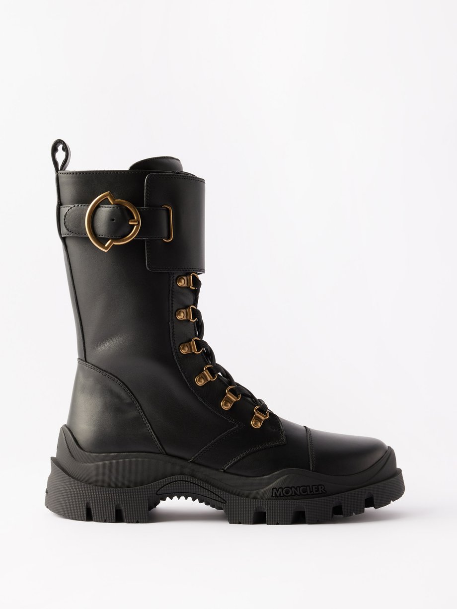Black Larue buckled leather ankle boots | Moncler | MATCHES UK