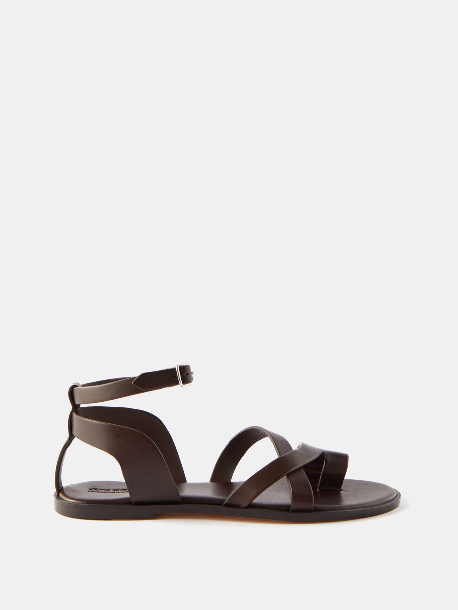 Brown Maretano leather flat sandals | Dragon Diffusion | MATCHES UK