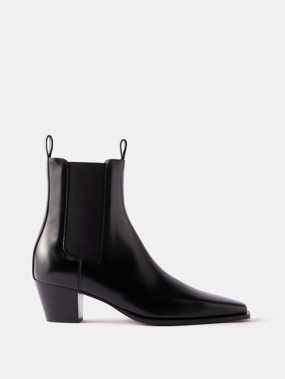 Black The City block-heel leather boots | Toteme | MATCHES UK