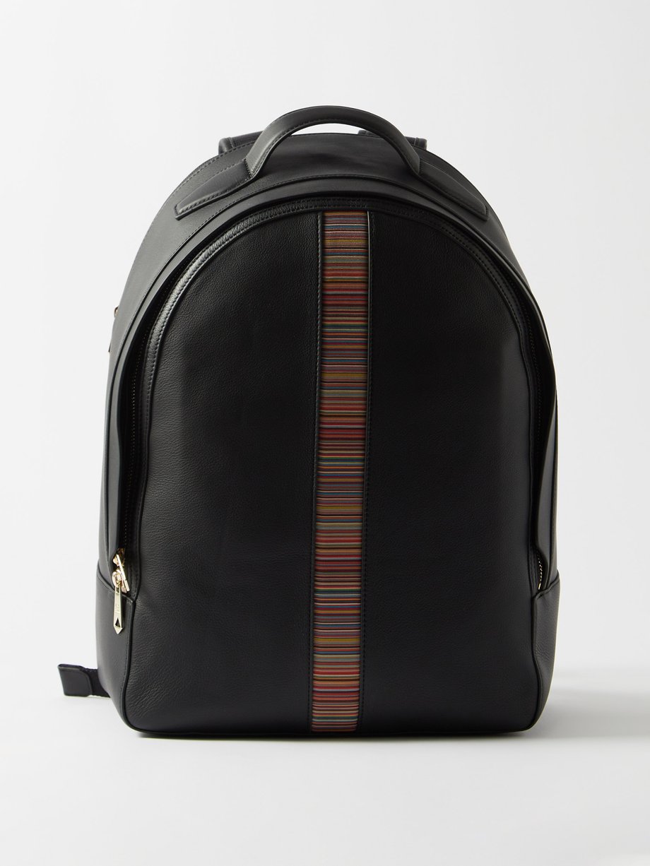 Paul Smith Paul Smith Signature stripe leather backpack Black ...