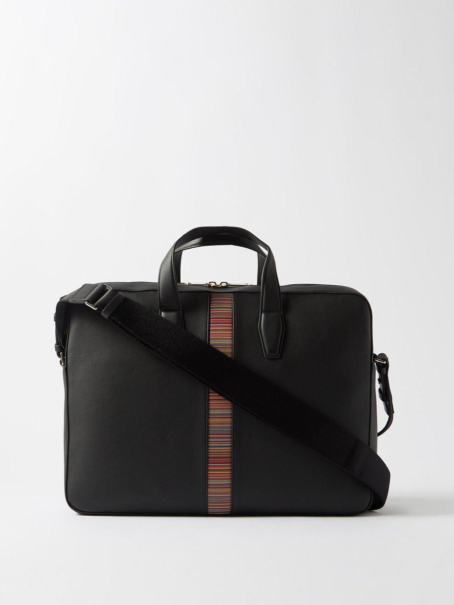 Black Signature-stripe leather briefcase | Paul Smith | MATCHESFASHION UK