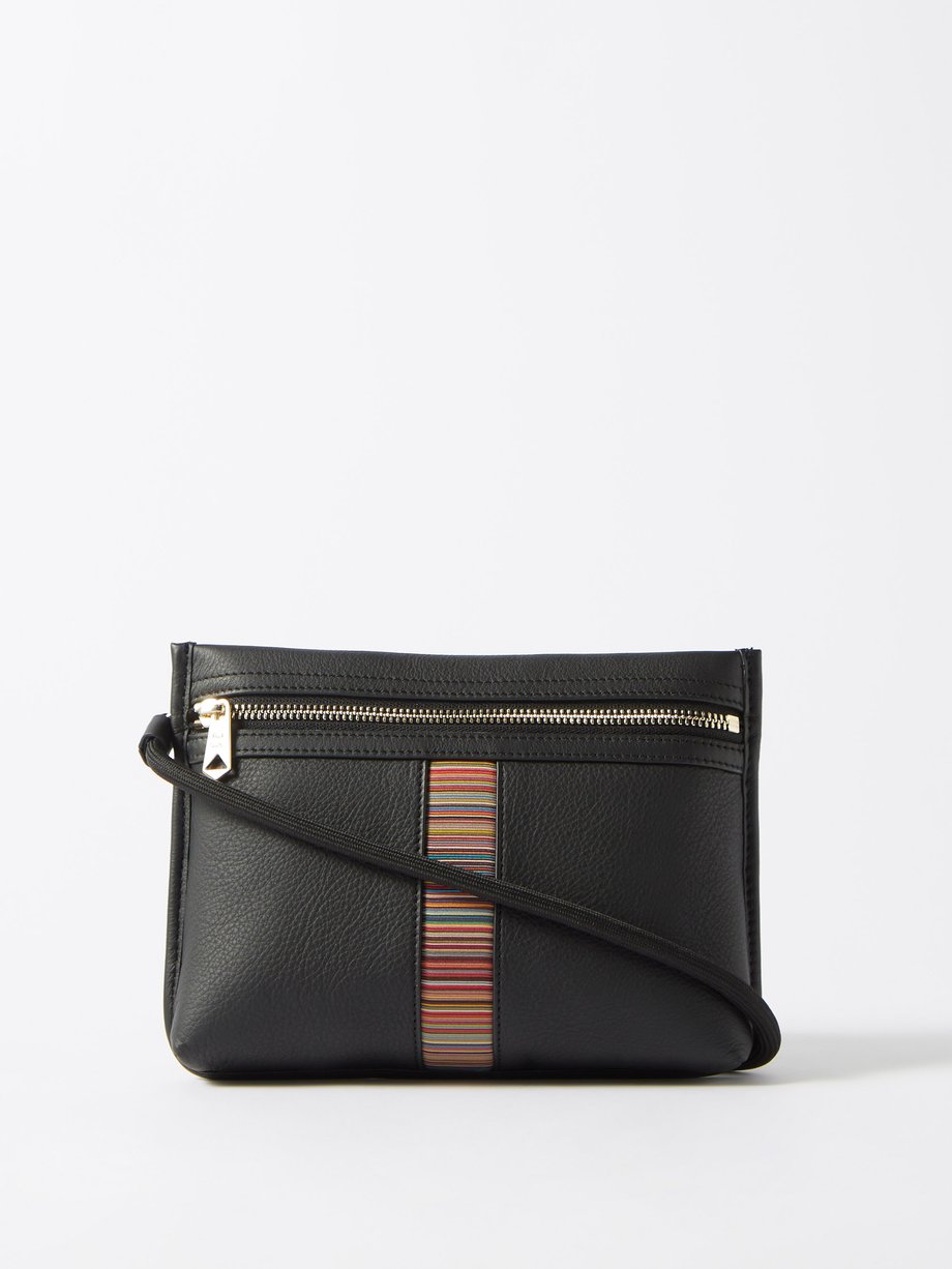 Black Signature Stripe leather cross-body bag | Paul Smith ...