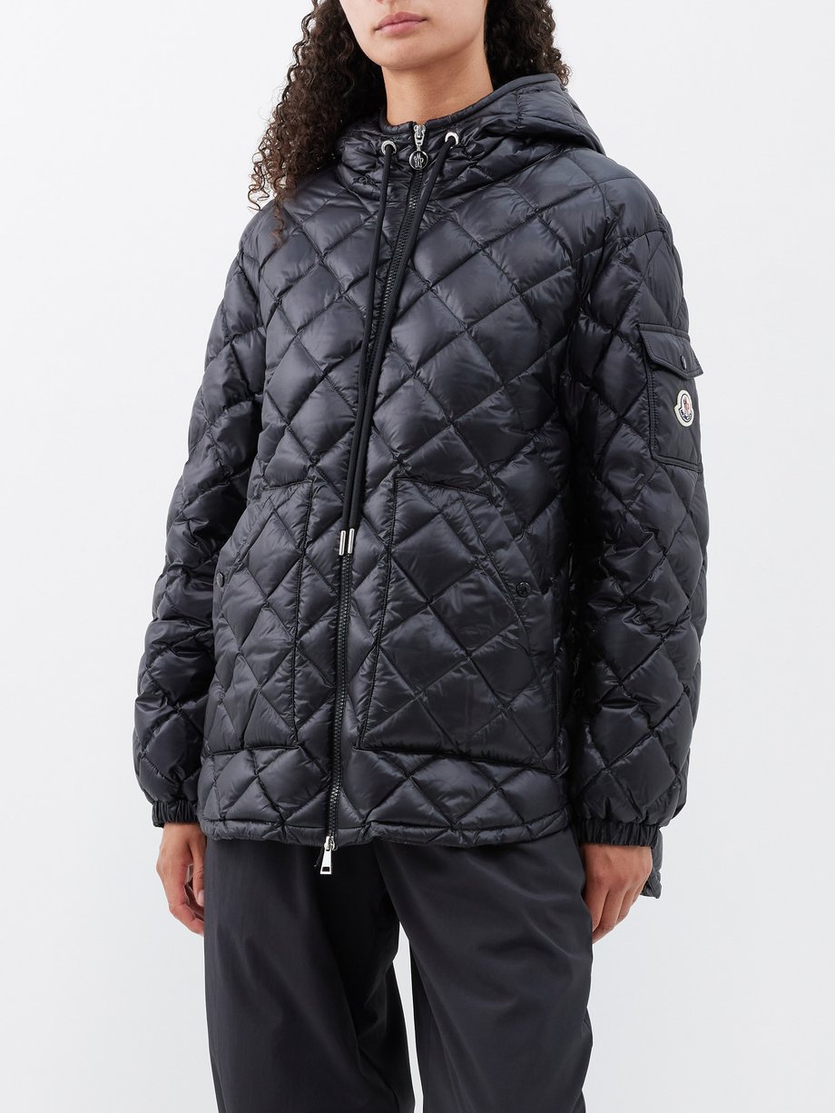 Black Diamond-quilted down hooded jacket | Moncler | MATCHESFASHION UK