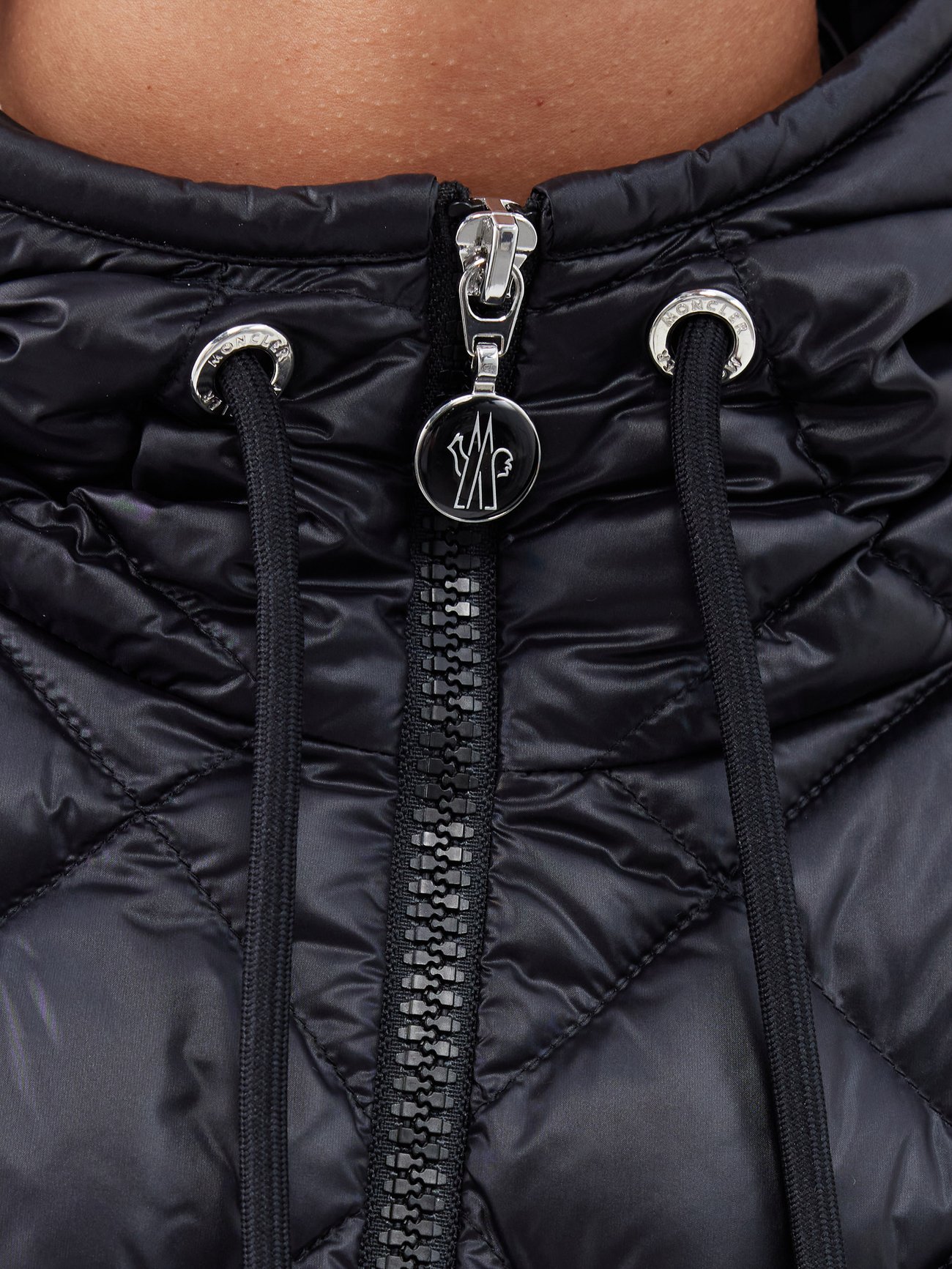 Moncler Diamond-quilted Down Hooded Jacket - Black