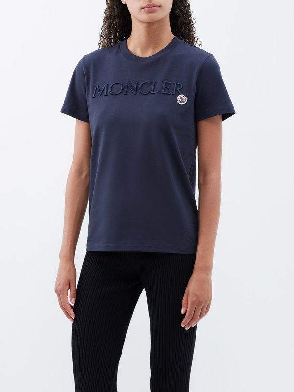 13,245円Moncler logo-embroidered cotton T-shirt