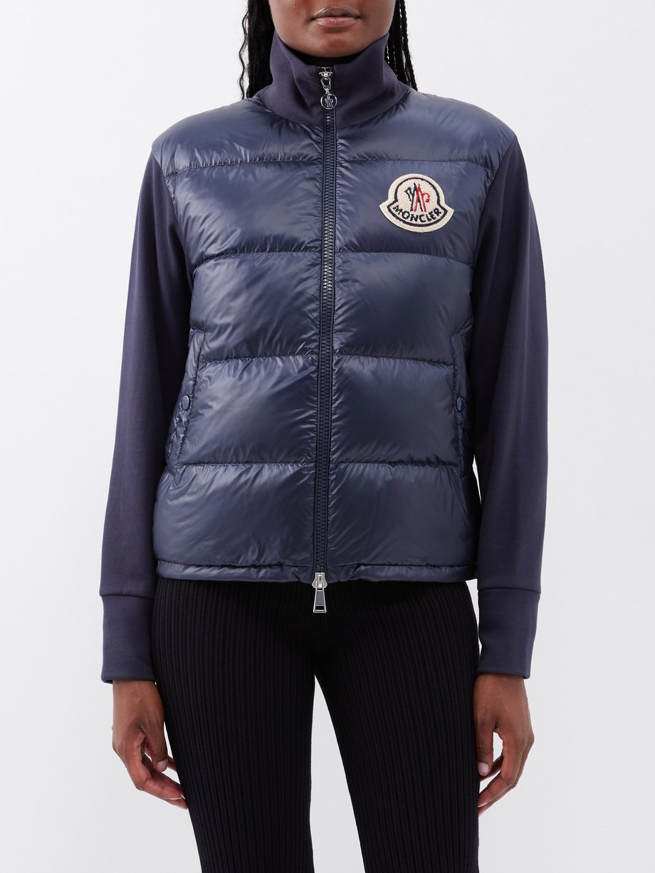 Navy Quilted-panel cotton-blend fleece jacket | Moncler | MATCHESFASHION UK