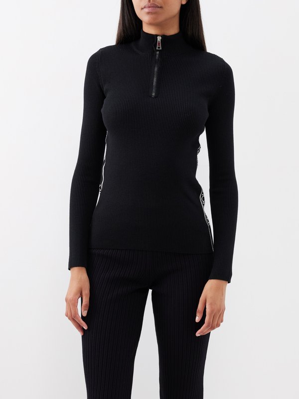 Moncler Zip-neck ribbed wool-blend sweater