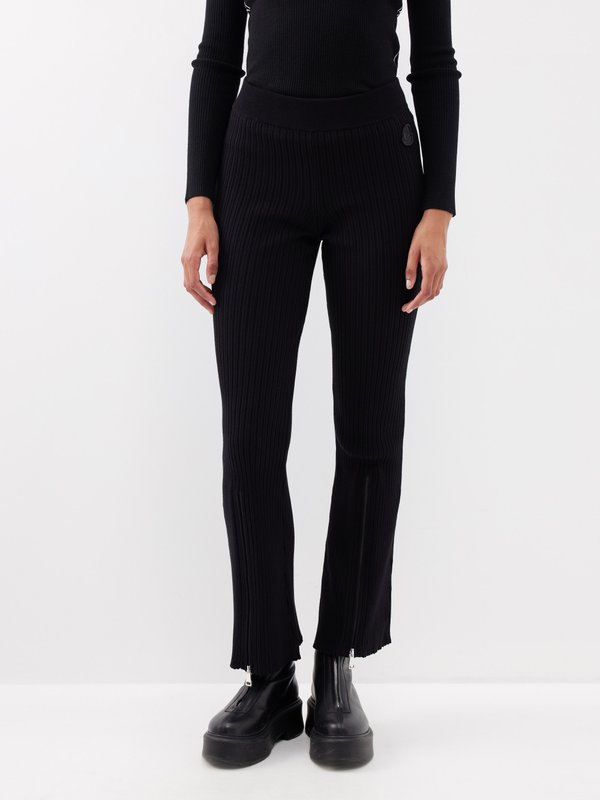 Moncler Zipped-cuff ribbed crepe trousers