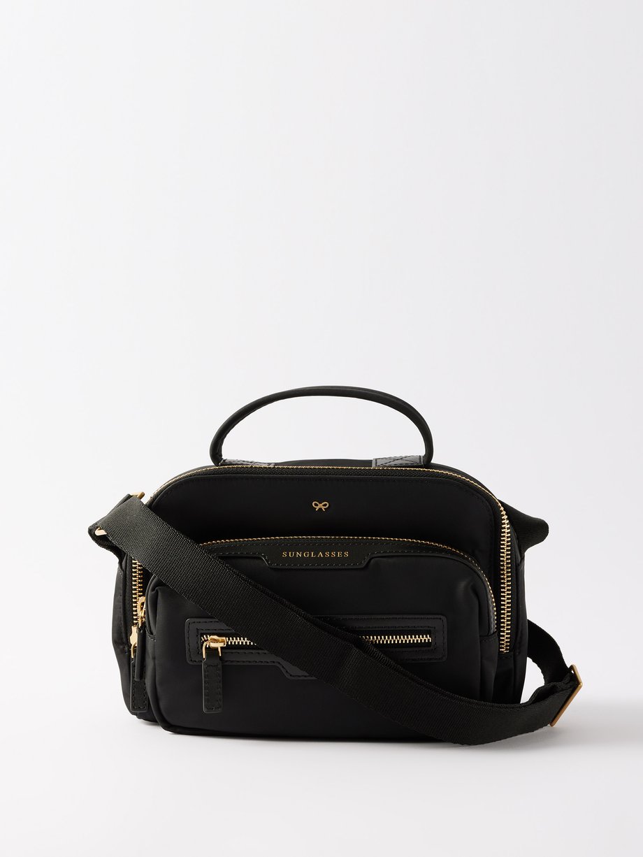 Black Leather-trim recycled-nylon cross-body bag | Anya Hindmarch ...