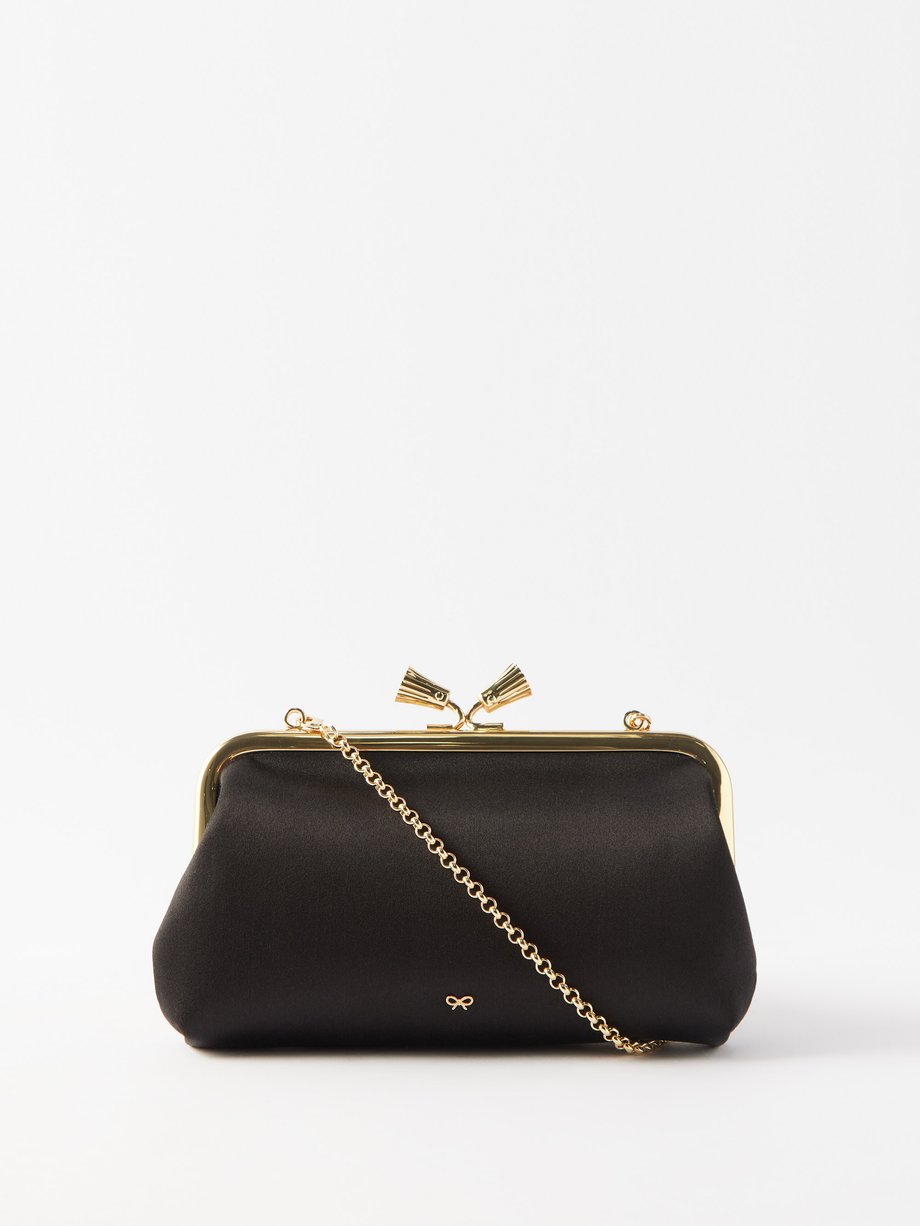 Black Maud satin clutch bag | Anya Hindmarch | MATCHES UK