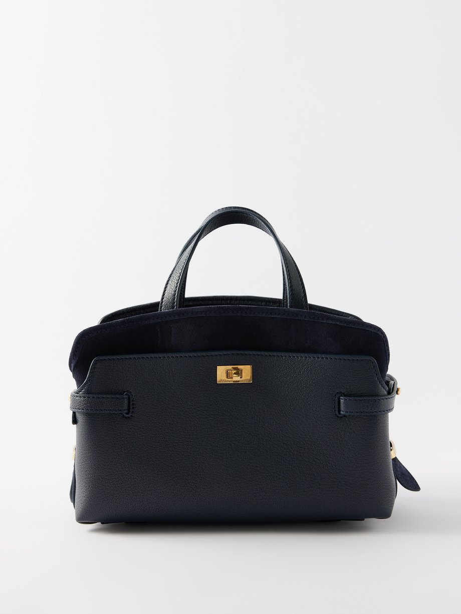 Navy Wilson leather and suede cross-body bag | Anya Hindmarch | MATCHES UK