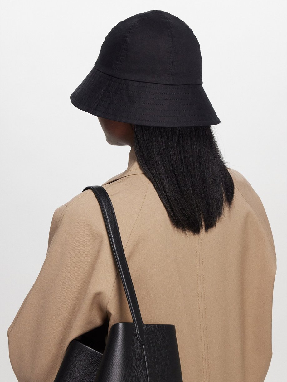 Black Linen-blend canvas bucket hat | Toteme | MATCHES UK