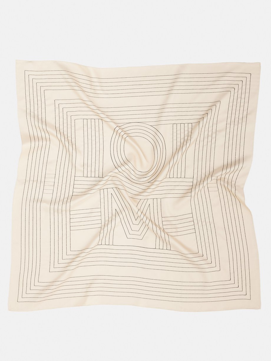 Monogram Silk Scarf in Beige - Toteme