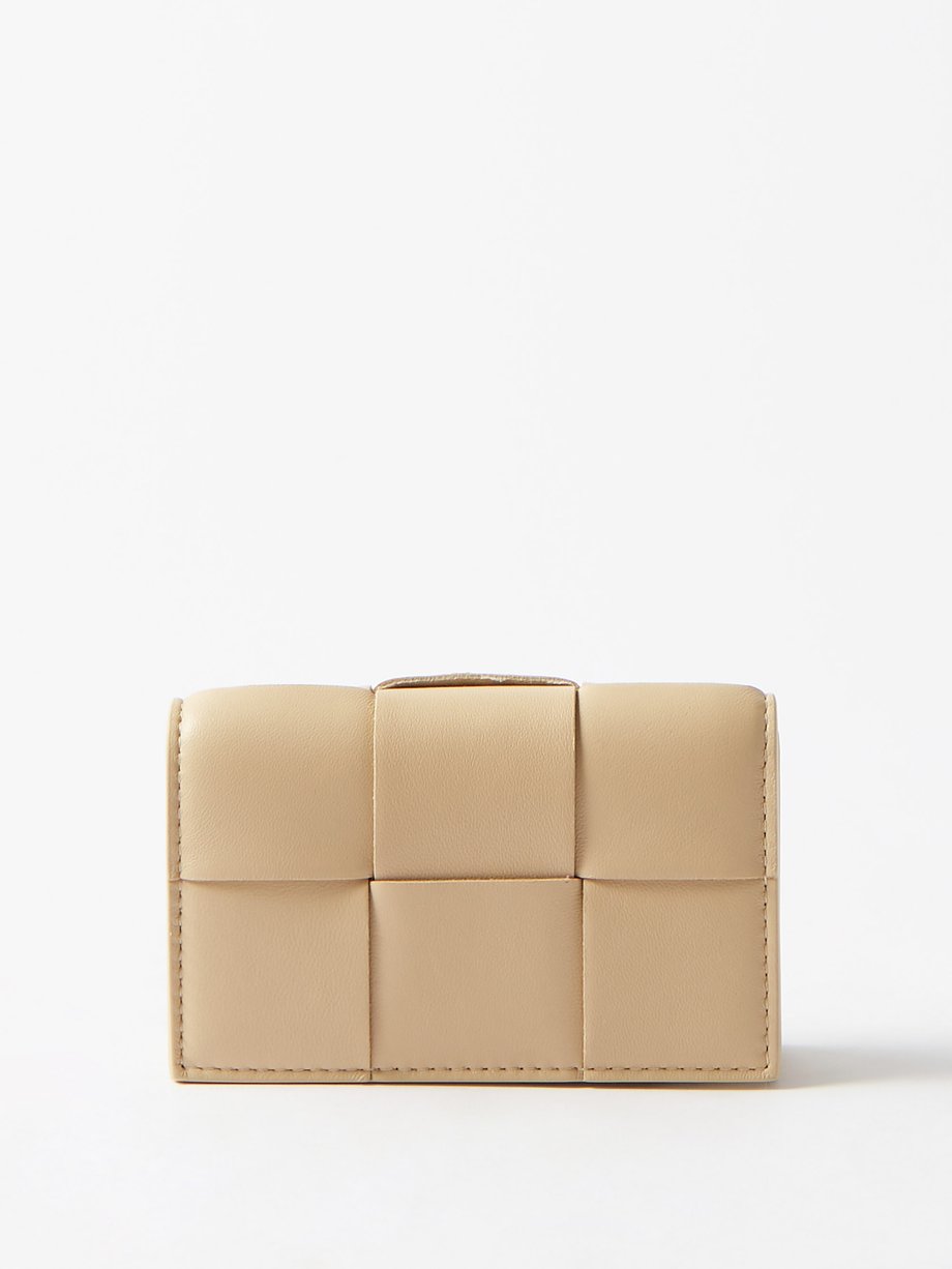Beige Intrecciato leather bi-fold wallet | Bottega Veneta | MATCHES UK