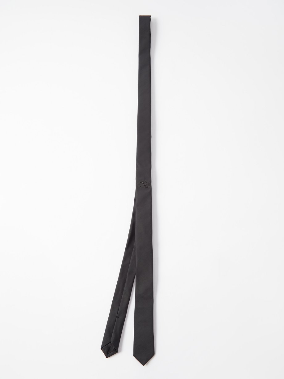 Black V-Logo embroidered twill tie | Valentino Garavani | MATCHESFASHION UK