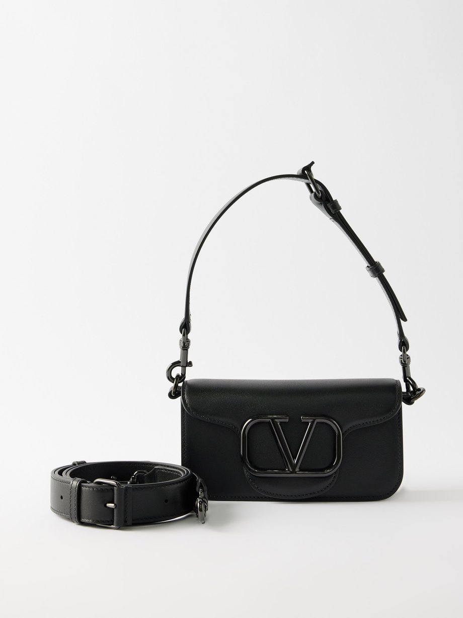 Black Locò V-Logo leather shoulder bag | Valentino | MATCHESFASHION US