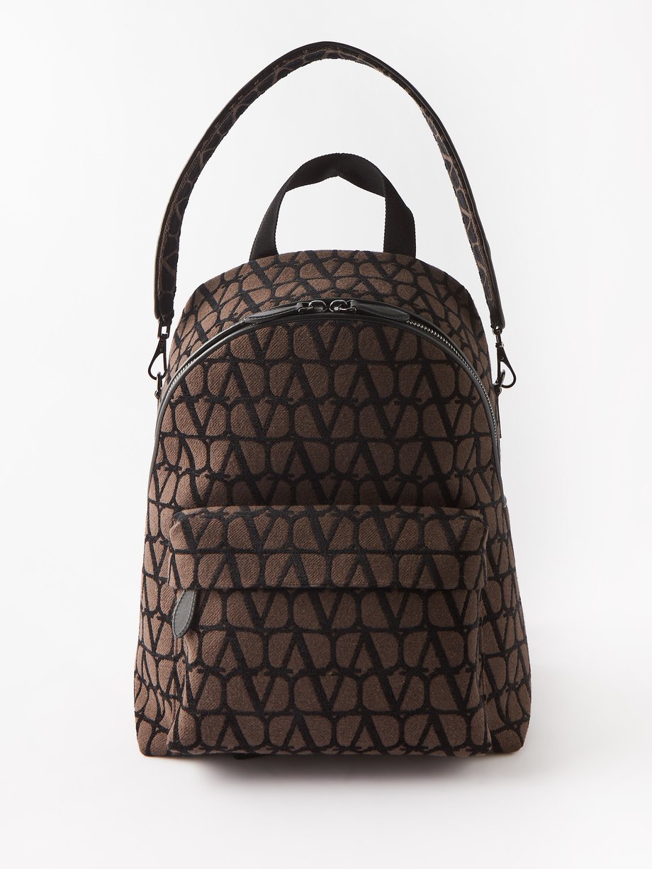 Valentino Garavani Brown Toile Iconographe-jacquard twill backpack ...