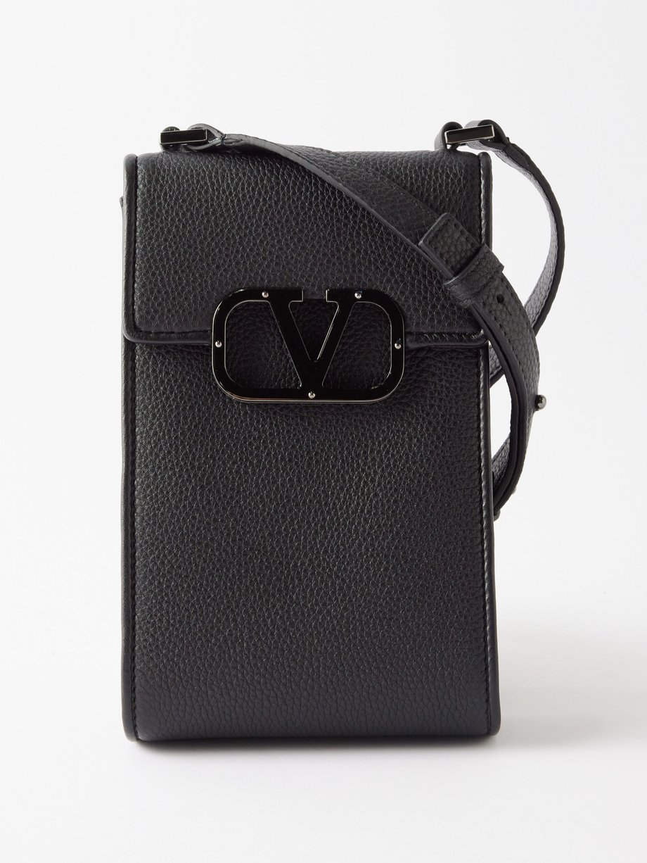 V Sling Small Leather Tote Bag in Black - Valentino Garavani