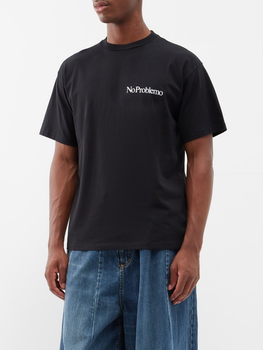 Black No Problemo-print cotton-jersey T-shirt | Aries | MATCHES UK
