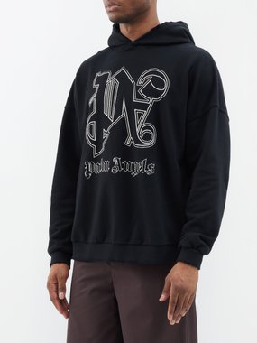 Palm Angels Logo-embroidered cotton-jersey hoodie