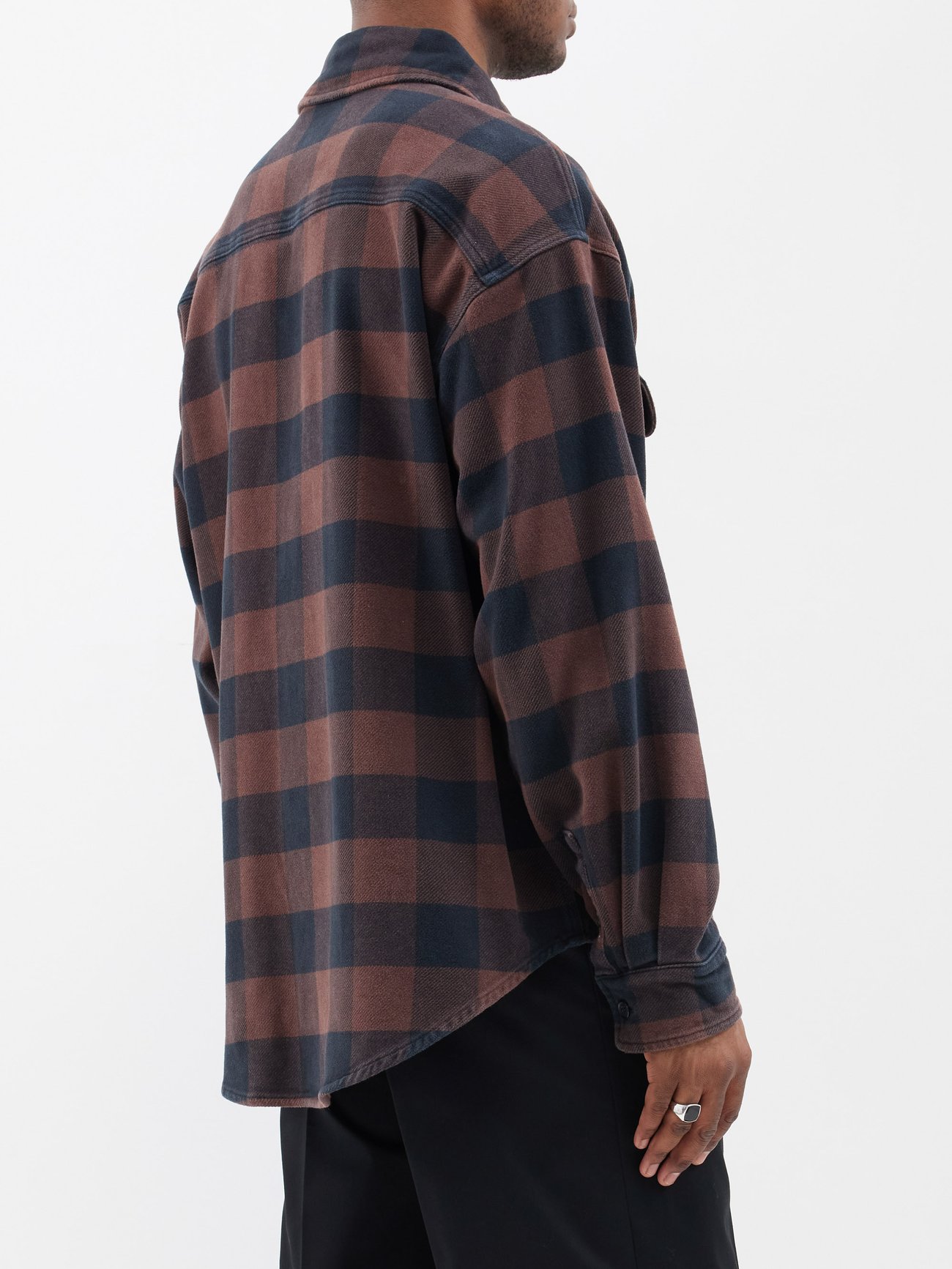 Monogram Check Overshirt in brown - Palm Angels® Official