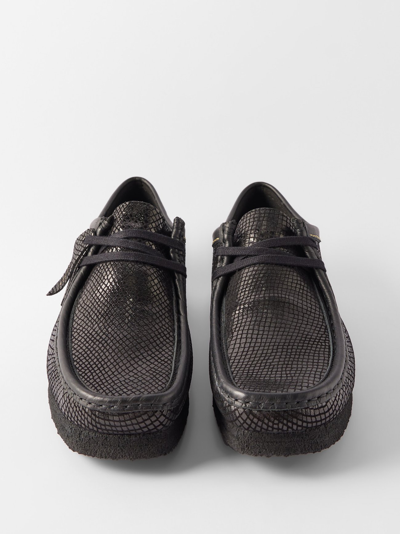 Black X Wacko Maria Wallabee snake-effect leather shoes | Clarks