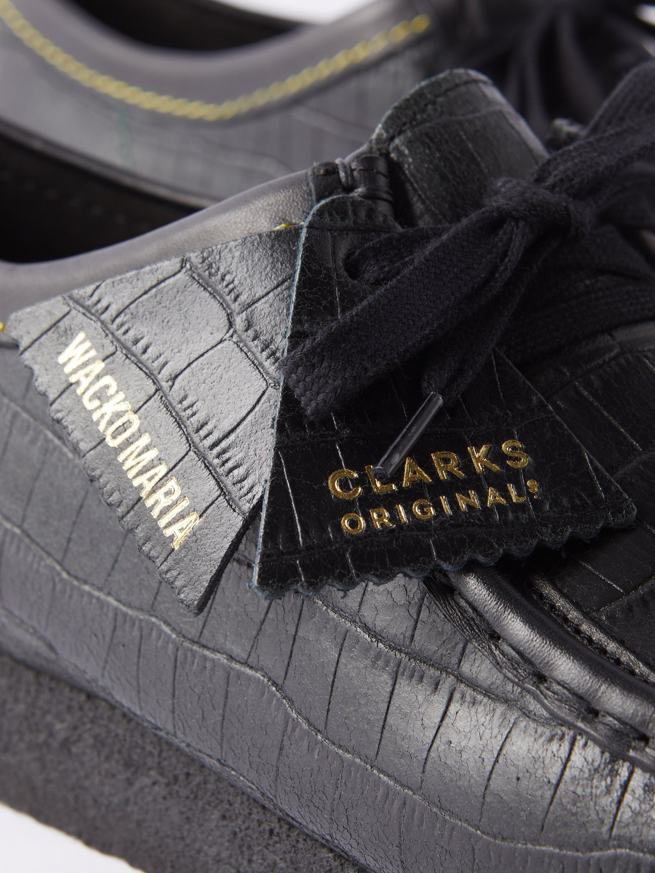 Black X Wacko Maria Wallabee croc-effect leather shoes | Clarks