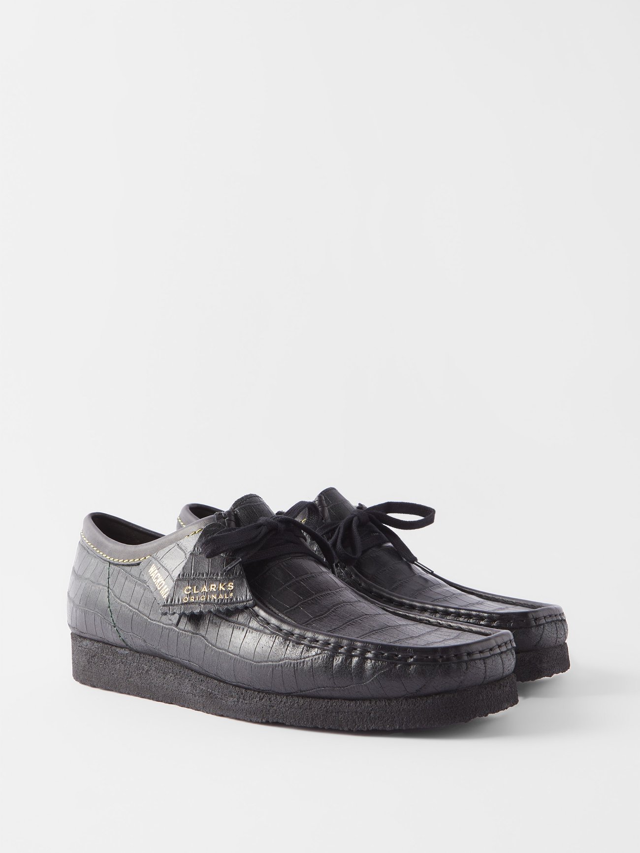 Black X Wacko Maria Wallabee croc-effect leather shoes | Clarks