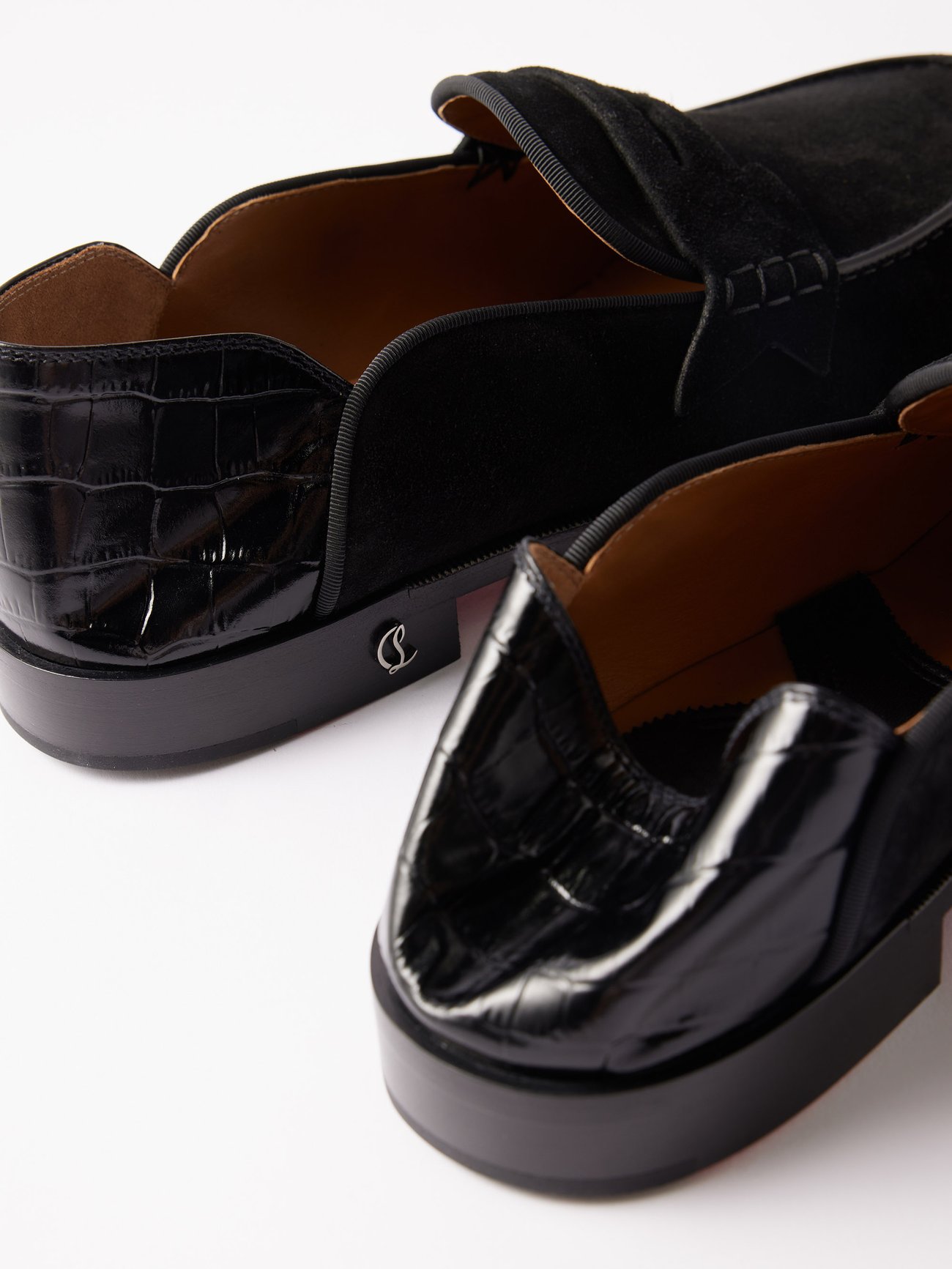 CHRISTIAN LOUBOUTIN Penny No Back Collapsible-back Leather Loafers - Black