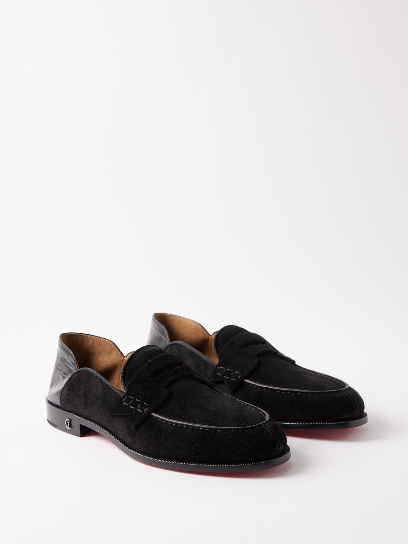 CHRISTIAN LOUBOUTIN Penny No Back Collapsible-back Leather Loafers - Black