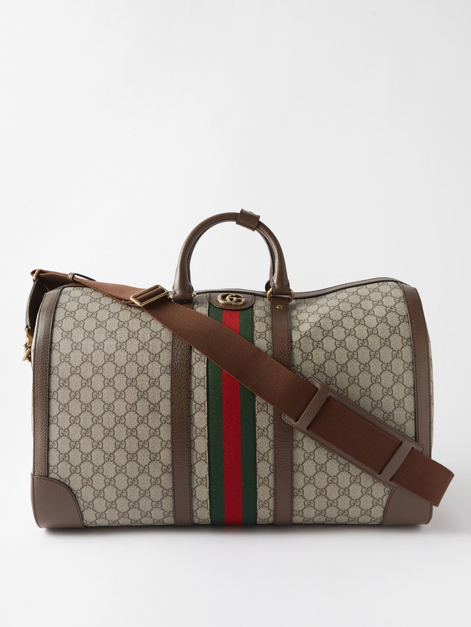 Gucci Brown GG Supreme Canvas Web Tote Gold Hardware Available For