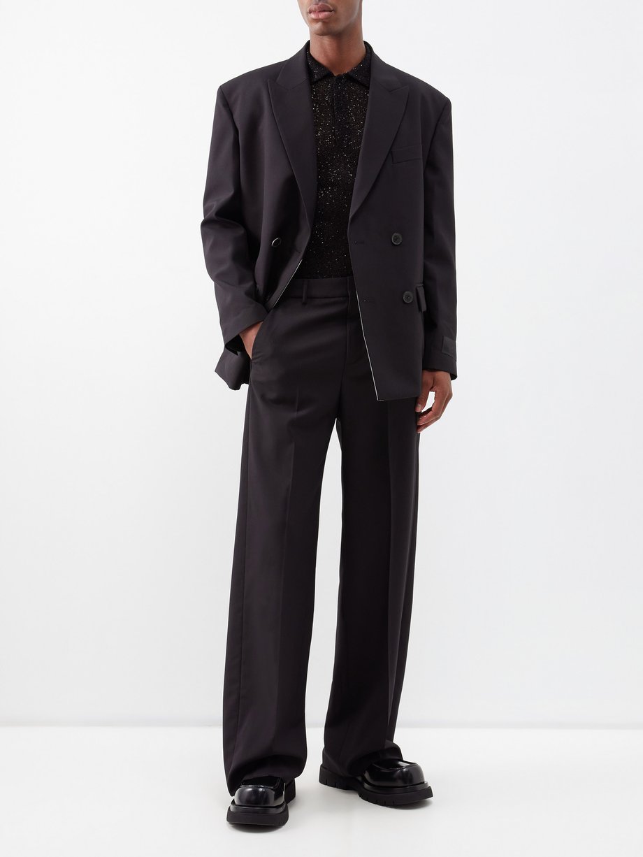 Black Double-breasted wool suit jacket | Valentino Garavani | MATCHES UK