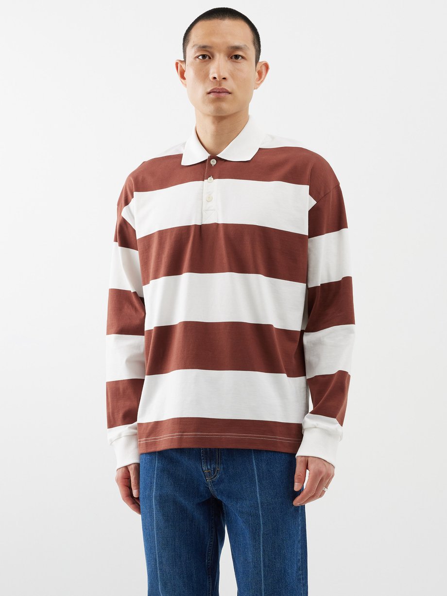 Brown Riley striped cotton-jersey rugby shirt | A.P.C. | MATCHESFASHION UK