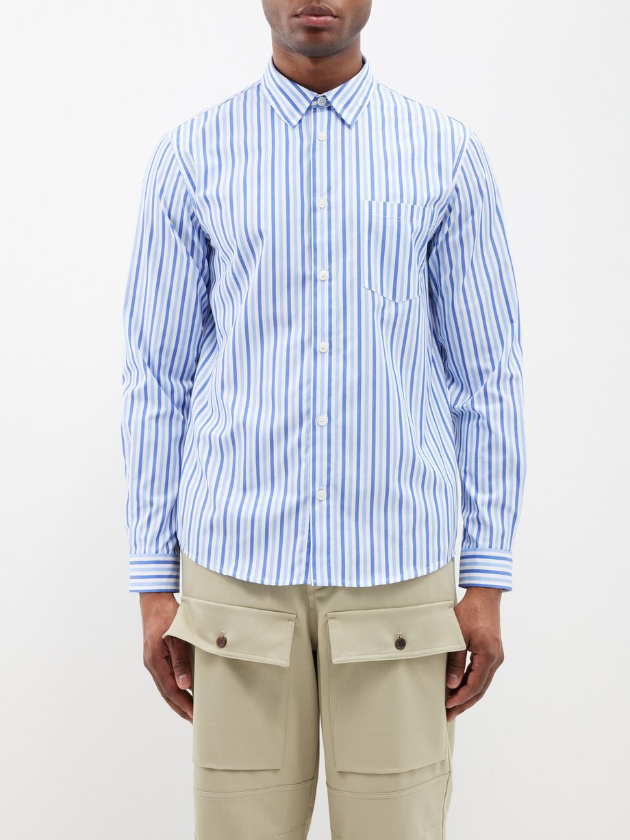 Blue Clement striped cotton-poplin shirt | A.P.C. | MATCHES UK