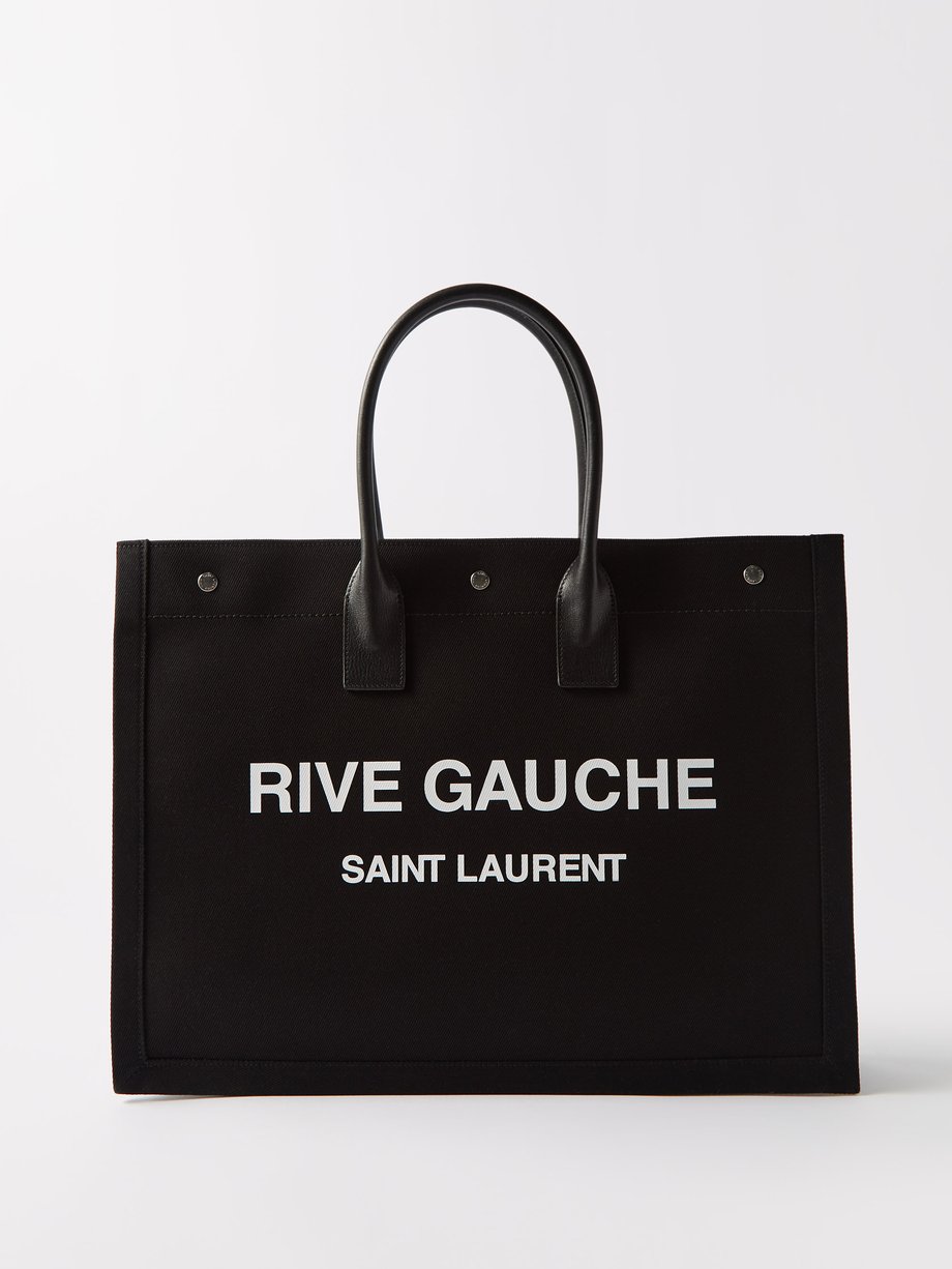 Saint Laurent - Men - Large Leather-trimmed logo-print Twill Tote Bag Black