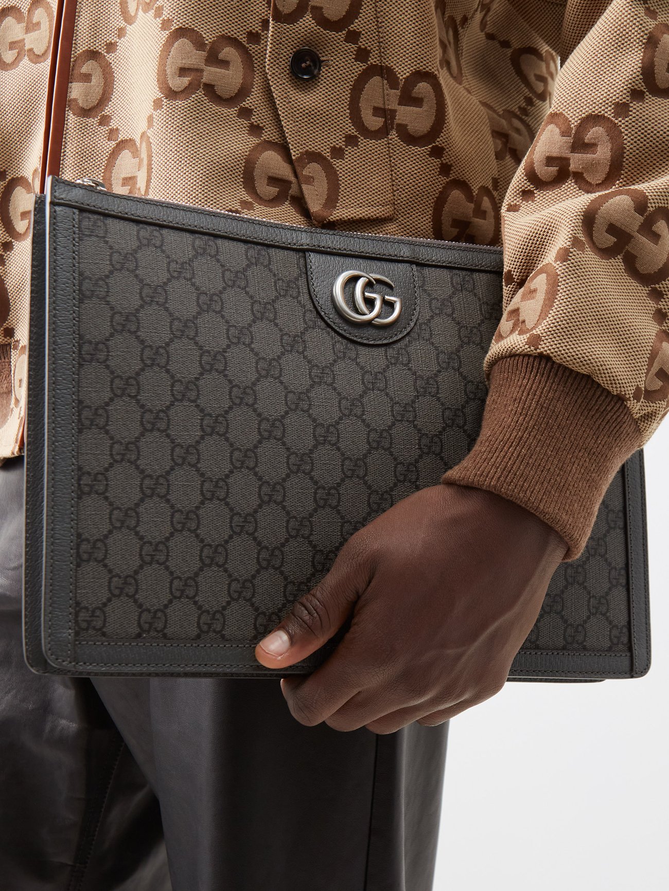 Grey GG-plaque Supreme-canvas laptop case, Gucci