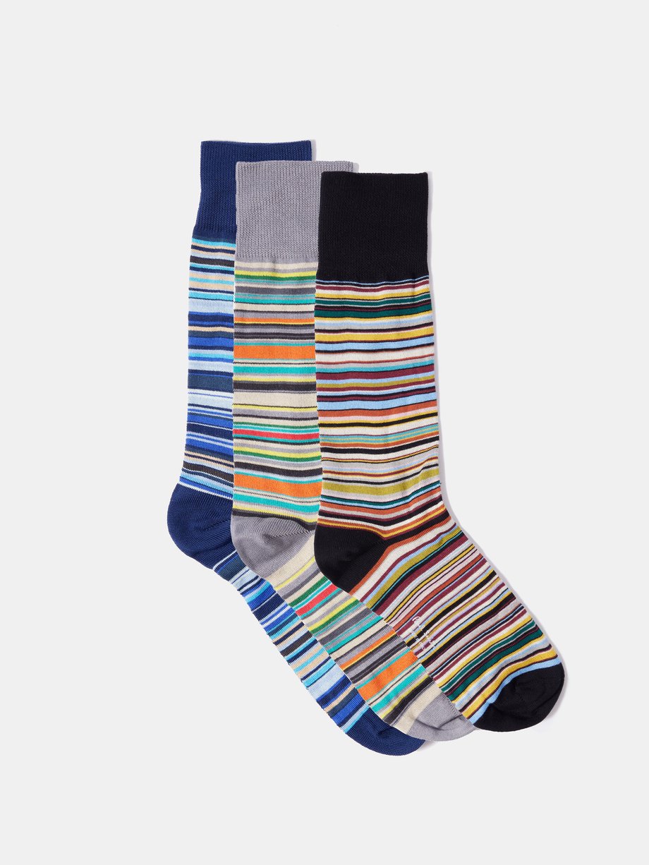 Paul Smith Pack of three Signature-striped cotton-blend socks