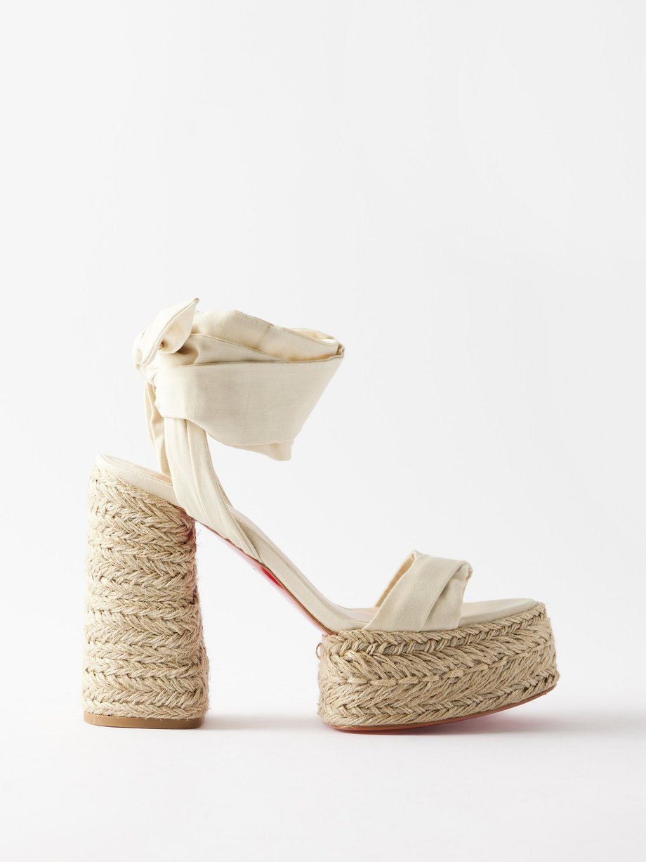 Christian Louboutin Multicolor Leather Espadrille Wedge Ankle Strap Sandals  Size 41 Christian Louboutin
