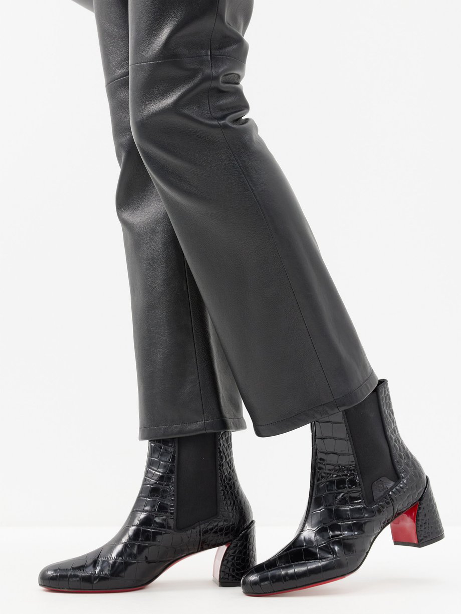 Black Turelastic 55 croc-effect leather boots | Christian