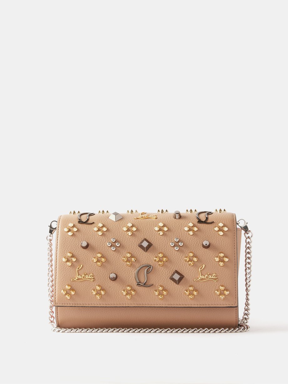 Beige Paloma small leather clutch bag